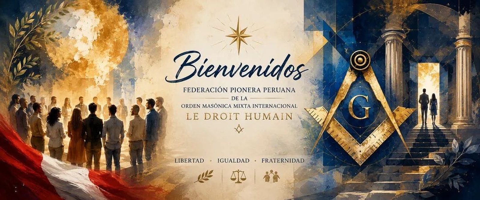 Bienvenidos a la Federación Pionera Peruana de la Orden Masónica Mixta Internacional Le Droit Humain. Libertad, igualdad, fraternidad.