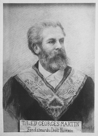 Retrato de Georges Martin con banda masónica